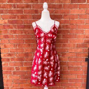 Y2K heart print slip dress